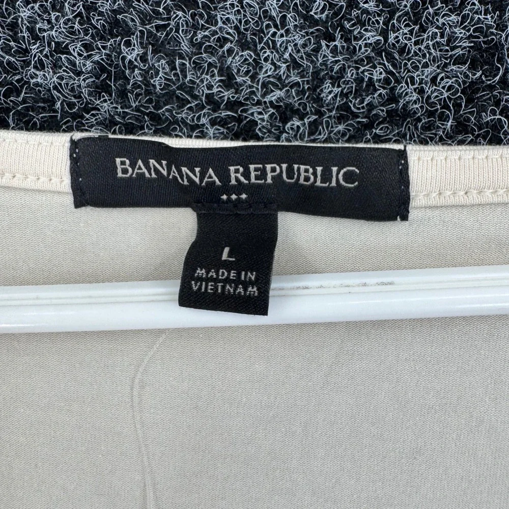 Banana Republic Ruched V-Neck Puff Sleeve Top Cream Beige 812562-02-1 L